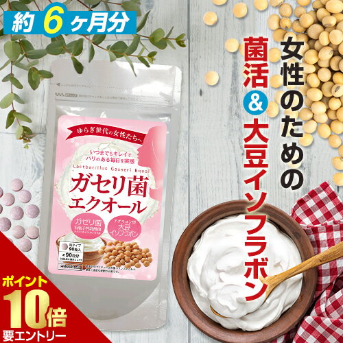 ガセリ菌エクオール 90粒[メール便対応商品]ガセリ菌 善玉菌 乳酸菌 腸活 菌活 エクオール サプリメント 大豆イソフラボン サプリメント 大容量 お徳用 健康 美容 RoyalBS 日本製