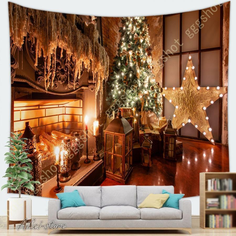 Rakuten - メリークリスマス タペストリー クリスマス タペストリー 暖炉 クリスマスプレゼント 飾り 壁掛け ツリー 欧米風 新年祝い クリスマス装飾 おしゃれ