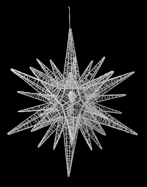 【クリスマス・装飾・オーナメント・デコレーション・スター】60cmワイヤースパイクスター(グリッター)ホワイト