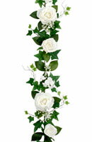【造花・シルクフラワー】ファインローズガーランド(ワイヤー入)・ホワイト
