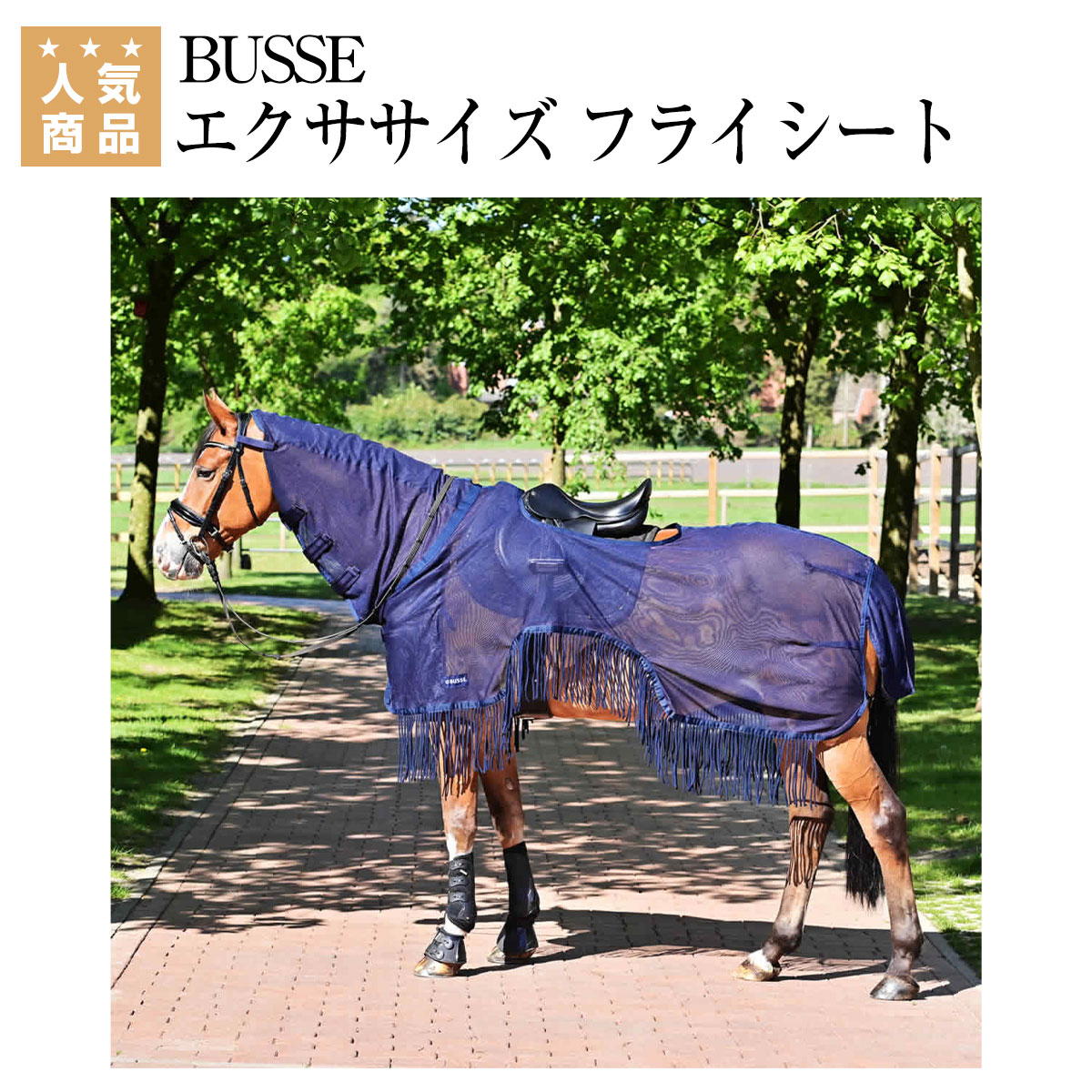 乗馬 馬着 BUSSE エクササイズ フライシート モスキート フランセン III フリンジ タイプ 乗馬用品 馬具 乗馬用品ジ…