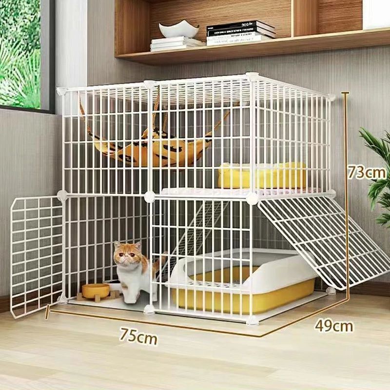 JoenPlusの猫 ケージ 2段 ペット キャットケージ ネコ 猫ゲージ キャスター付き 猫用ケージ 多頭飼い ホワイト脱走防止 取付簡単 簡単に移動 取り外し可能な キャットゲージ 室内用 ペット用品｜アングル3