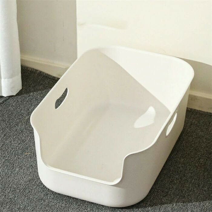 JoenPlusの猫トイレ本体 大型 ネコ ねこ 猫トイレ 大きい 深い 飛び散り防止 オープンタイプ シンプル 一体成形 取っ手付き ラクラク お掃除 送料無料｜アングル3