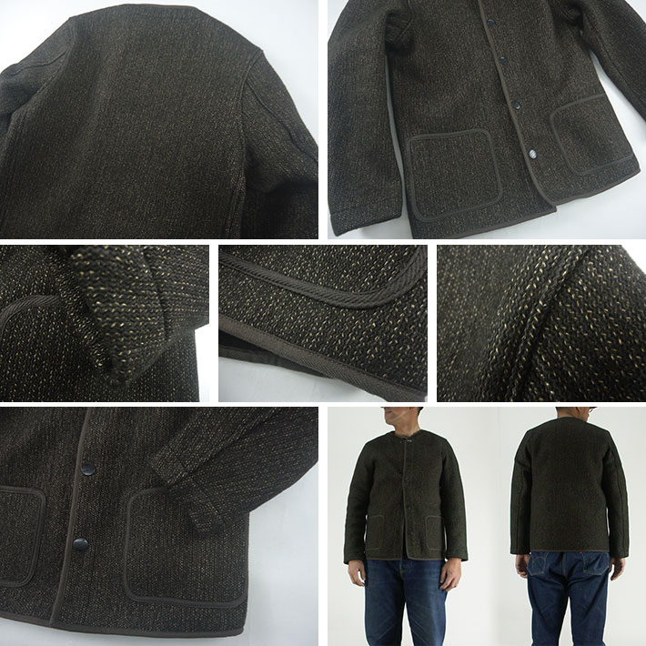 カジュアルショップJOEのブラウンズビーチ ノーカラージャケット BROWN'S BEACH NO COLLAR JACKET BBJ10-009｜アングル3