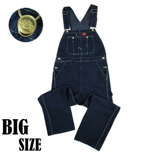 Dickies ディッキーズ ビッグサイズ Bibオーバーオール デニム ワンウォッシュ DB100 RNB