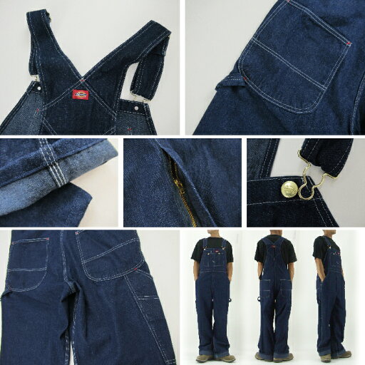 Dickies ディッキーズ ビッグサイズ Bibオーバーオール デニム ワンウォッシュ DB100 RNB