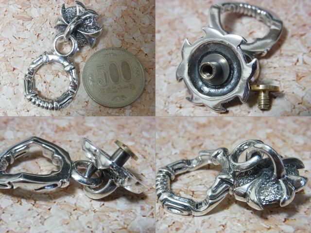 2連式ハード系アイアンクロス ドロップハンドル ネジ式 ジョイントパーツ ウォレットチェーン シルバー925製