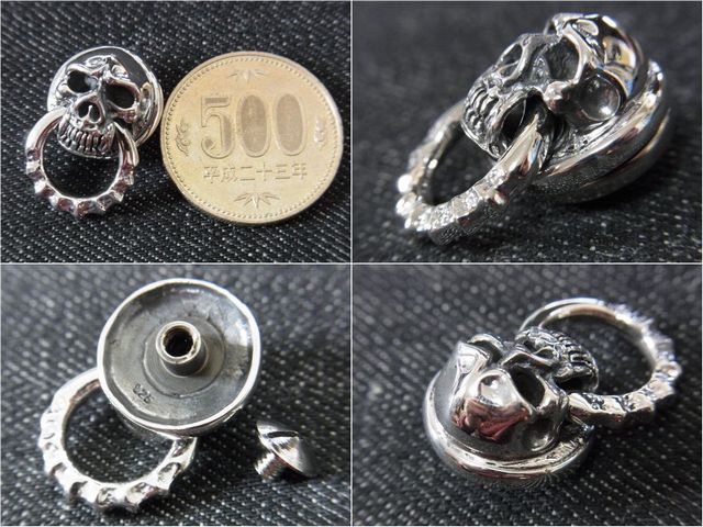 スカル ドロップハンドル ネジ式 ジョイントパーツ ウォレットチェーン シルバー92...