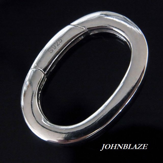 シルバー925製 オーバルリングカン 平打ち フラット プッシュオープン式 マルカン 丸カン プレーン 無地 キーホルダー キーチェーン キーリング 鍵 ジョイ...