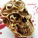 金色 真鍮製 コンチョ ネジ式 グロテスク系 スカル 髑髏 ガイコツ ドクロ ブラス製 ネジ付 スクリューバック シカゴスクリュー カスタム 送料込み CONCHO ドレスアップ