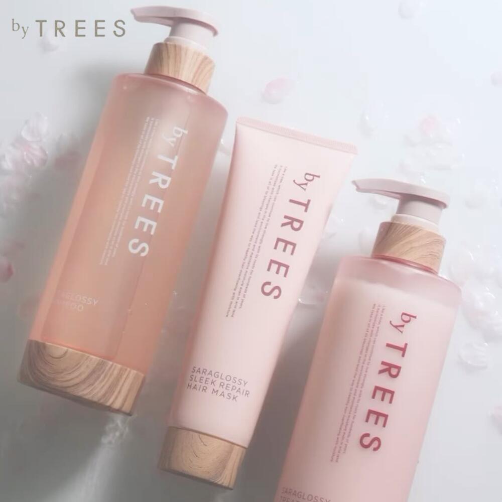 【送料無料】シャンプー トリートメント セット バイツリーズ さらグロッシー シャンプー 450mL + トリートメント 450mL + スリークリペアヘアマスク 180g 3点セット byTREES ヘアケア うるおい 補修成分 うねり 地肌 髪 さらさら ツヤ髪 保湿のサムネイル