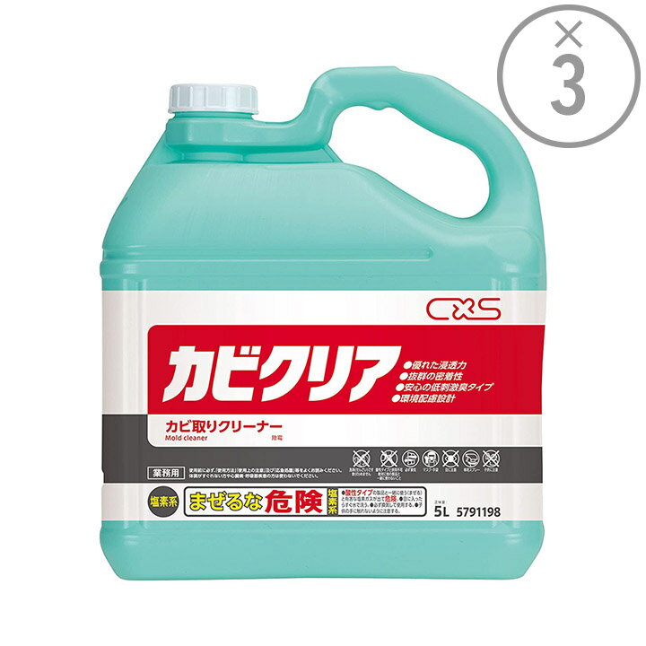【シーバイエス お得なケース買い】ディバーシー カビクリア カビ取りクリーナー［業務用5L×3本］｜清掃 除菌 浴場 厨房 カビ取り アルカリ性 スプレー 業務用 つめかえ用 1ケース まとめ買い