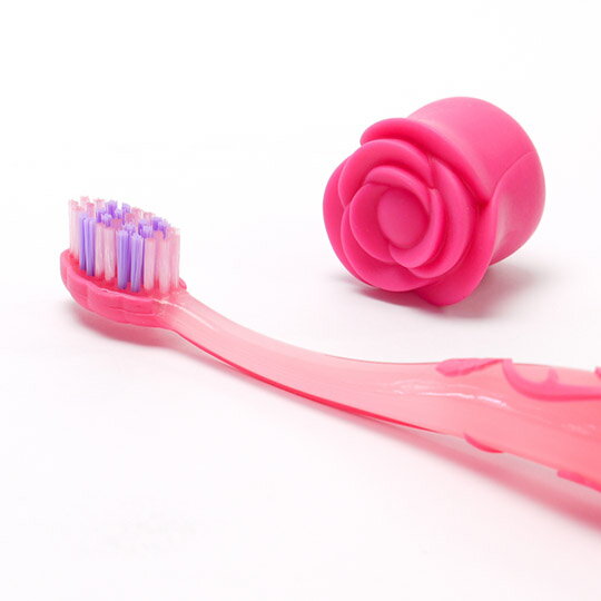 【キャップがお花のかわいい歯ブラシ】Floresローズハブラシ ＜スウィートピンク＞｜吸盤 カラフル