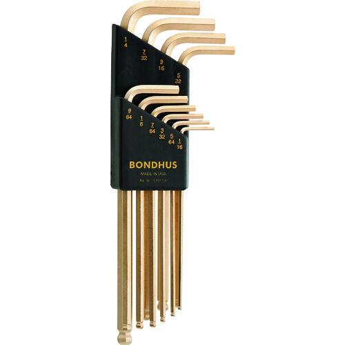乐天商城 - BONDHUS ボンダスボールポイント・L-レンチセット ロング ゴールド インチ セット10本組（1／16-1／4）BLX10G【0037231379384:8218817】