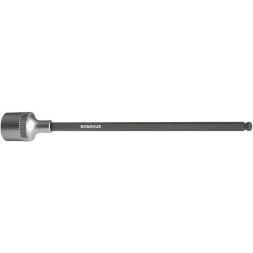 ボンダス ボールポイント・プロホールド（R）ソケットビット（ビット全長150mm） 9mm■ 特長ビットが摩耗したらポンチとハンマーでビットをソケットから外し、交換用ビット（別売）を付け替え可能です。ポンチ、ハンマーなどの工具を使ってソケットの内側からビットを叩くとビットが抜けます。ビットをソケットへ挿入する際はハンマーなどでビットを差し込むとがっちり入ります。ボンダス特殊プロテニアム（R）合金鋼を材質にすることにより、一般的な六角工具に比べ20％以上高いトルクがでます。ソケットへの装着方法はロールピンやセットスクリューとは異なりますので、装着の際のわずらわしさがありません。六角の側面に特殊ナイロン樹脂が埋め込まれています。■ 商品スペック仕様・規格プロガード黒染め加工処理硬度：HRC57〜61対辺寸法(mm)：9差込角(mm)：9.5ビット長さ(mm)：150全長(mm)：168対辺(mm)：9材質ビット：プロテニアム（R）合金鋼（ボンダス特注鋼材）ソケット：クロムバナジウム鋼表面処理：プロガード（TM）加工（黒染め）質量・質量単位95g使用条件-注意事項工具を安全に使っていただくため、作業時は必ず保護メガネを着用してください。パイプやメガネレンチなどを使っての作業はしないでください。セット内容・付属品-製造国アメリカ