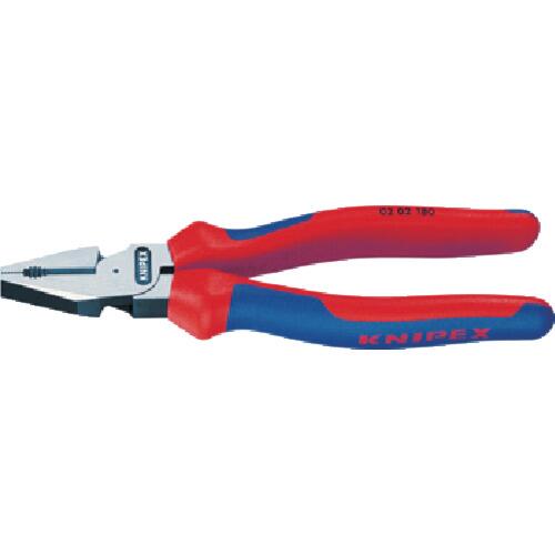 KNIPEX 強力型ペンチ 225mm■ 特長てこの原理を最大限に発揮する独特のレバーデザインにより、通常タイプより35％負担を軽減しています。つかみ面は板やパイプに対応する形状で、幅広い用途で使用できます。サイドカッターでは軟線・硬線・ピアノ線を切断することができます。長めのサイドカッターにより太いケーブルの切断も可能です。入念な焼入れ処理が施されたカッター部の硬度は約HRC63です。過酷な使用に最適です。■ 商品スペック仕様・規格全長(mm)：225切断能力(mm)硬線：φ3.0切断能力(mm)ピアノ線：φ2.5落下防止用ひも取付穴：無ハンドル：コンフォート切断能力(mm)銅・アルミ：φ14.0切断能力(mm（の2乗）)銅・アルミ：25.0材質オイル焼き入れ焼き戻し処理済み高級特殊工具鋼質量・質量単位409g使用条件-注意事項-セット内容・付属品-製造国ドイツ送料無料対象外地域あり