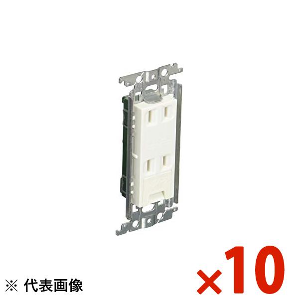 Panasonicパナソニック 埋込アースターミナル付ダブルコンセント 金属枠付 ホワイト 10個セット WTF1532WKの画像