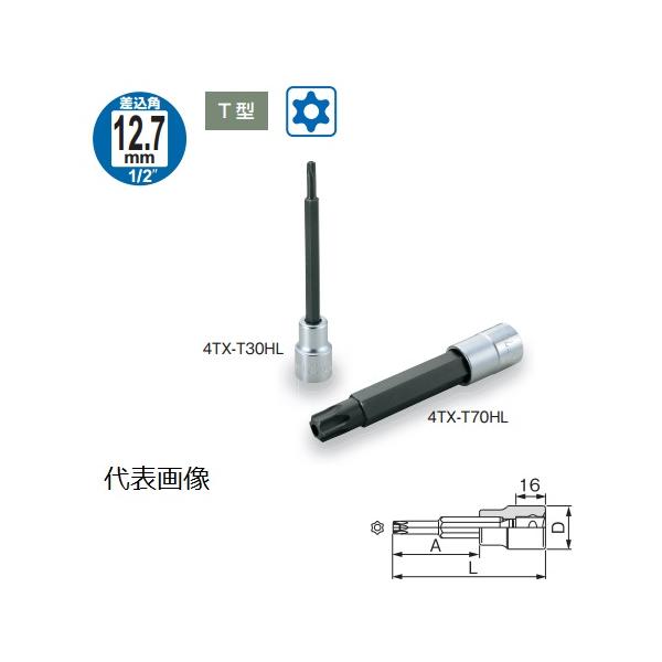 TONE 前田金属工業 ロングトルクスソケット いじり防止タイプ 4TX-T70HL【8109563】