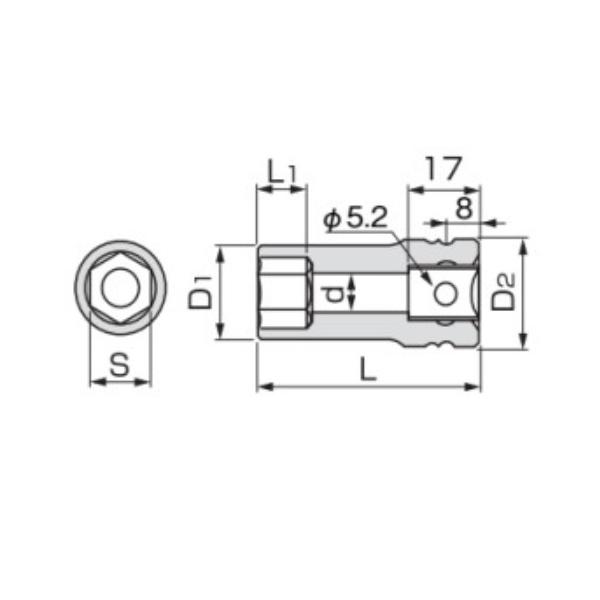 TONE 前田金属工業 インパクト用ロングソケット 4NV-26L【3566846】