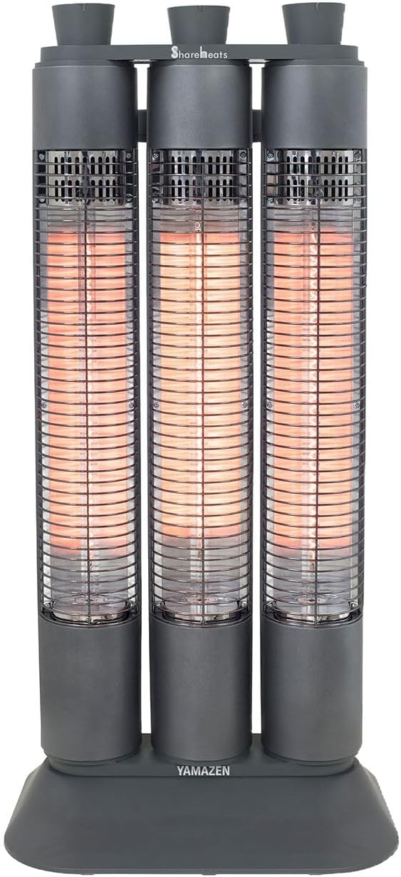 ◆新品未開封品◆山善 遠赤外線カーボンヒーター ワイドレンジ 3本管 1200W 左右首振り スポット＆ワイド照射 広範囲に暖かさのキープ ガンメタリック DC-ZT12-GM◆4550533128390◆