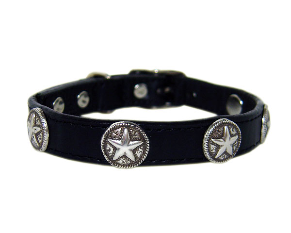 Leather （Small Dogs） - 【Woof Wear】本革首輪/スター×ブラック幅1.2cm【送料無料】