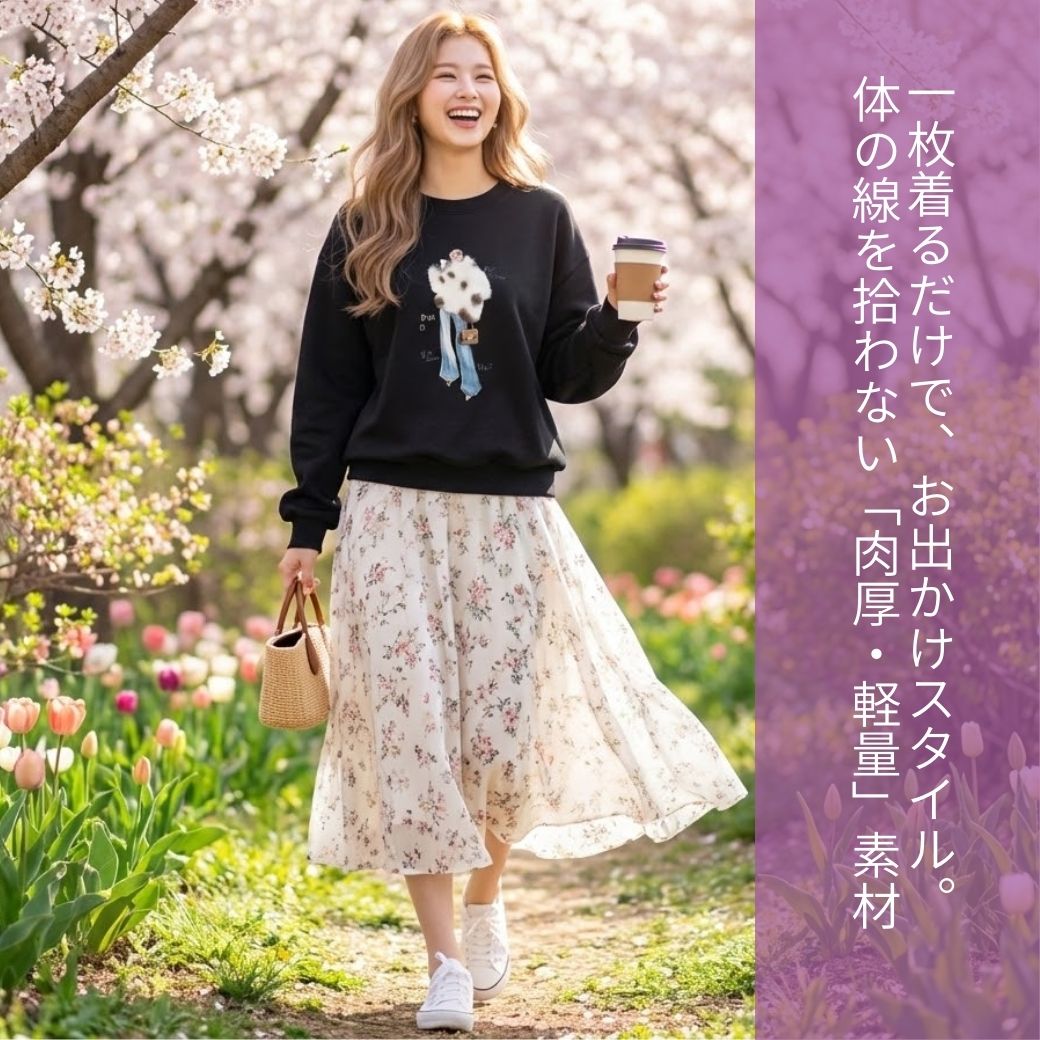【週末セール★P2倍クーポンも】トレーナー レディース 長袖 スウェット ストレッチ もちもち フェイクファー 立体モチーフ ゆったり 体型カバー おしゃれ 大人 秋冬 春 ミセス シニア 婦人服 フリーサイズ M-L シニアファッション もちもち トップス joinus2020-10000451 シニアの服 ニコニコの森 サンプル画像2
