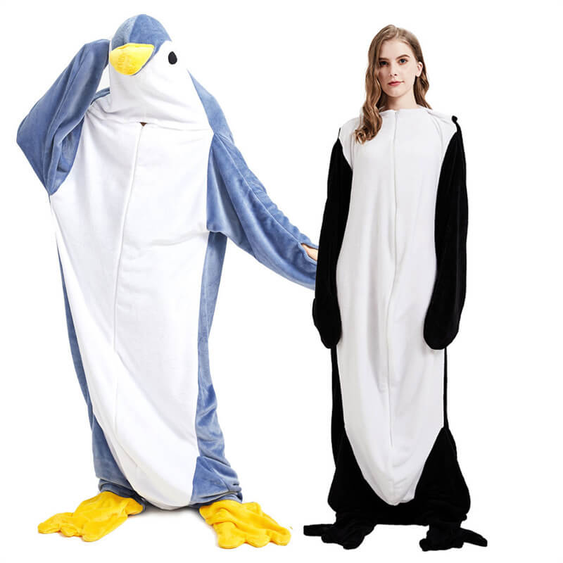 ペンギン 着る毛布 寝袋 鮫 着る寝袋 シャークブランケット サメ ブランケット 大人用 子供 かわいい 柔らかい おしゃれ サメ パジャマ ふわふわ 冷房対策 暖かい 着るブランケット お誕生日 ギフト クリスマスプレゼント