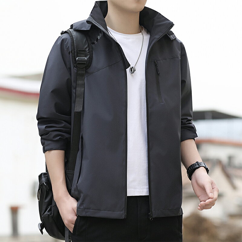 【1日全品ポイント5倍】マウンテンパーカー 撥水 パーカー マンパー 取り外し可能フード スプリングコート メンズ ジャケット ブルゾン コート 6L 超大きいサイズ ジャンパー ジップパーカー ファスナーポケット ハイネック ジップアップ アウター 春秋 送料無料