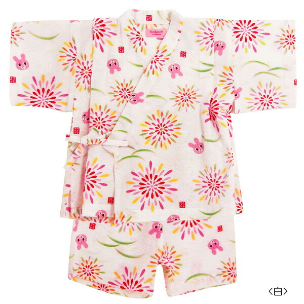 【タイムセール30％OFF】ホットビスケッツ（HOT BISCUITS）　キャビットちゃん♪花火柄甚平スーツ（100、110）