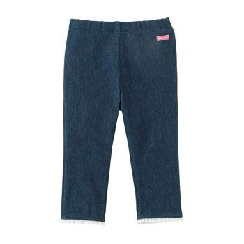 ミキハウス(MIKIHOUSE)裾レース付きストレッチニットデニムパンツ