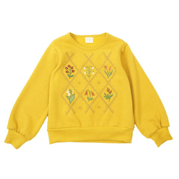 【秋冬アウトレット30％OFFセール】la poche biscuit（ラポッシェビスキュイ）花刺繍裏シャギートレーナー（80〜130cm）