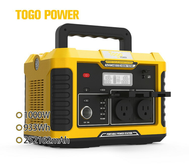 ݡ֥Ÿ  1000W 252162mAh 933Wh ȯŵ  ݡ֥Хåƥ꡼ ХååŸ 1000W ִֺ2000W  100V 6֥ե뽼 50/60Hz LED饤 SOSǽ DC USB QC3.0 PD 60W  Ÿ