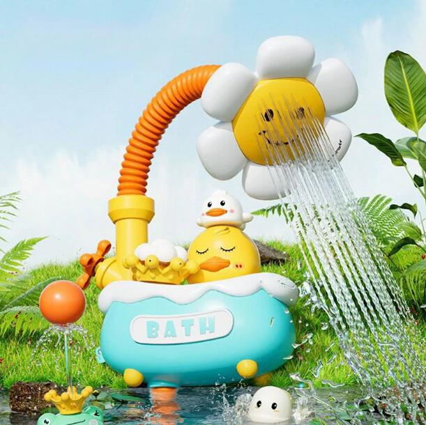 お風呂 おもちゃ 子供 水遊び おもちゃ シャワーヘッド 3段階モード 循環出水 強力な吸盤 知育玩具 噴水おもちゃ 耐水性強 子供向け アヒルとひまわりの組み合わせ お風呂用おもちゃ 誕生日 プレゼント 入園祝い お風呂グッズ 玩具