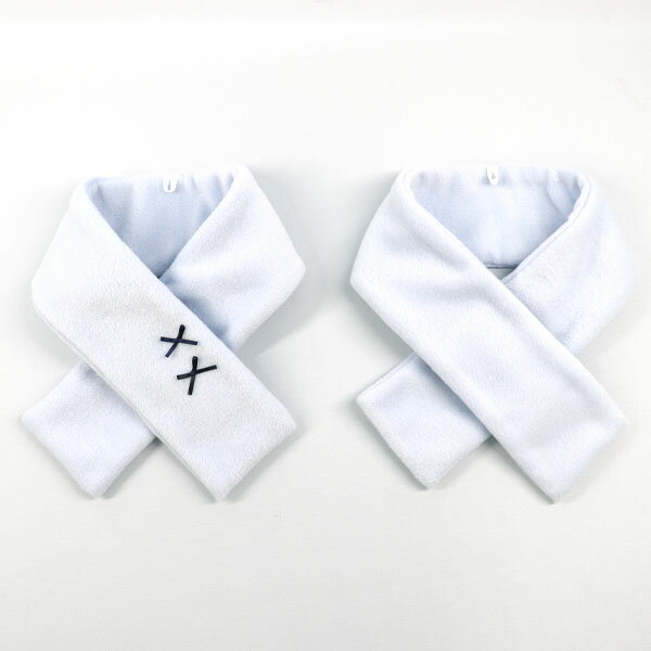 在庫限り! フリースマフラー 水色 サックス リボン 紺 ループ付き お受験 キッズ 子供 女の子 リボン 日本製 国産 おしゃれ かわいい 軽い 暖かい 上品...