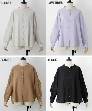 セール30%OFF 定価2,900→2,030円バックギャザーノーカラーブラウス レディース トップス シャツ ブラウス コットン100% オフィスカジュアル きれいめ 春 謝恩会 入卒園 会社 春カラー