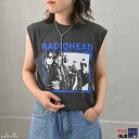 セール30%OFF ノースリーブロックバンドTシャツ radiohead レディオヘッド 涼しい 猛暑対策 Tシャツ Tee 【単品でメール便】ロックT 古着風 ユーズドライク バンドT フェス ファッション レディース トップス カットソー 韓国ファッション トレンド 1