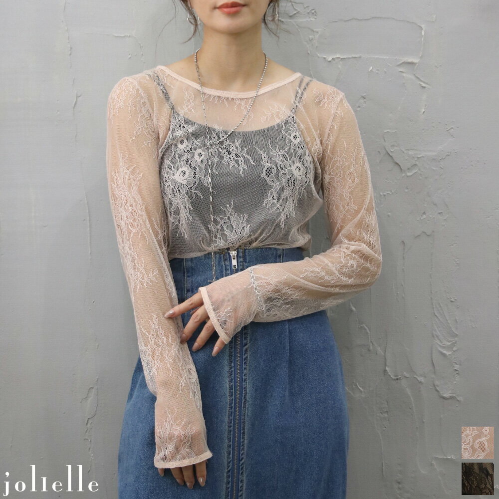 花柄シアーレーストップス シアートップス ブラウス クルーネック シンプル 上品 大人 透け感 フラワー 刺繍 きれいめ 【単品でメール便可】インナー トップス 長袖 繊細 高見え パイピング 秋冬 クルーネック スッキリ見え パイピング 重ね着