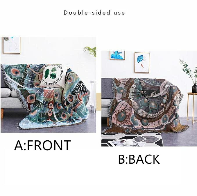 160*220cm 送料無料 ソファカバー くじゃく マルチカバー 刺繍 おしゃれ 孔雀 正反両用 2人掛け ソファカバー マルチクロス テーブルクロス sx北欧風 インテリア カウチカバー 保護カバー 低温水洗い 一体型 四季適用 オールシーズン c-shafatao-5540-gg [2]