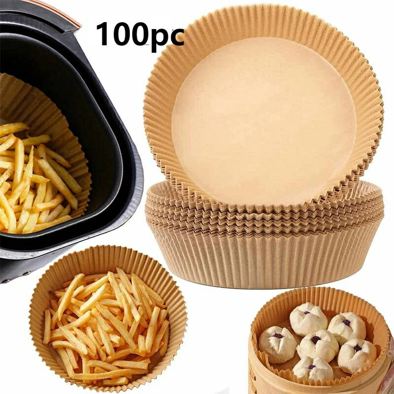 送料無料 Air Fryer 使い捨てフライヤーペーパーパッド エアフライヤー 使い捨てペーパー 100pc ライナー ノンスティック 裏地 耐油 防水 食品グレードベーキングペーパー ベーキング電子レンジベーキングペーパー c-chufang-5856-gg