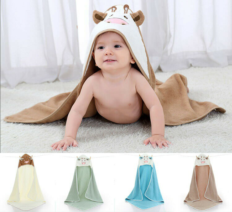 送料無料 ベビーマント ベビー布団 お出掛け バスタオル　ラップタオル 仮装 ハロウィン プール ベビーカー用 出産祝い 女の子 プレゼント ギフト フード付きタオル 男の子 男女兼用 90*90cm バスローブ 可愛い お風呂 c-shuipao-6580-gg 2