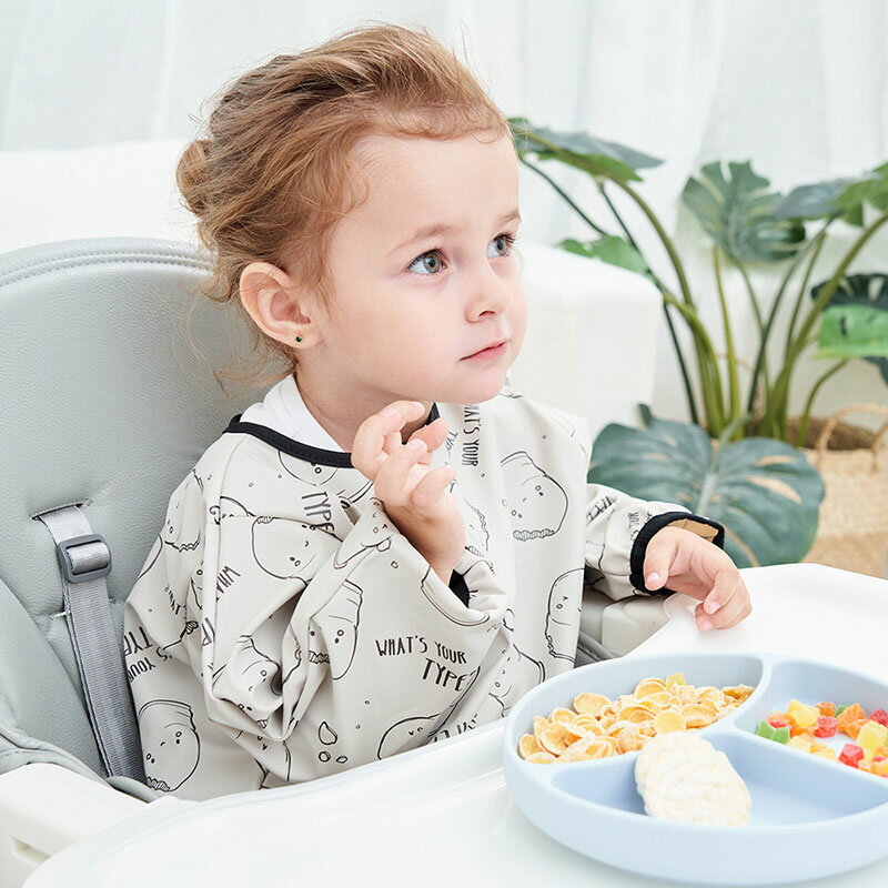 送料無料 お食事エプロン 6ヶ月〜54ヶ月 全9デザイン 長袖 ポケット付き 離乳食 お食事スタイ 赤ちゃん スタイ 男女兼用 ガールズ 女の子 ボイズ 男の子 ベビービブ 幼児 保育園 入園準備 出産祝い 柔らかい 防水 豹柄 ハート パイン マジクタイプ 子供 c-weidou-7218-gg