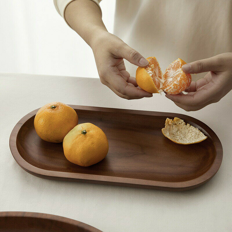 送料無料 32*15*2cm 木製食器 クルミ製プレート おしゃれ 和風 木目 天然木 カフェ ナチュラル 長い楕円形 お皿 ウッドプレート お盆トレイ トレー c-chapan-7491-gg