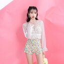 送料無料 150~170cm 38〜60kg 水着 レディース 2点セット ワンピース 見せパンツ バックシャン バックフリル 可愛い かわいい おしゃれ セパレート 花柄 体型カバー水着 ビキニ スカート セクシー ママ水着 20代 30代 40代 c-yongyi-7792-gg(4)