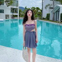 送料無料 150~170cm 38~60kg 水着 レディース ビキニ スカート ワンピース 見せパンツ バックシャン セクシー バックフリル 可愛い パープル 体型カバー水着 かわいい おしゃれ セパレートママ水着 20代 30代 40代 c-yongyi-7748-gg