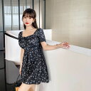 送料無料 水着 レディース 花柄 150~170cm 38〜60kg ブラック 体型カバー水着 ビキニ バックシャン バックフリル 可愛い かわいい おしゃれ セパレート スカート ワンピース 見せパンツ セクシー ママ水着 20代 30代 40代 c-yongyi-7735-gg(4)