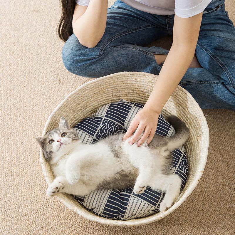 送料無料 ペットベッド おもちゃ 猫用ベッド ペット用 犬用品 爪とぎ おしゃれ 犬 ベッド 小型犬用 猫用品 ペットソファ ペット用品 クッション 35*13cm ガマ 四季適用 c-chongwu-8218-gg 2