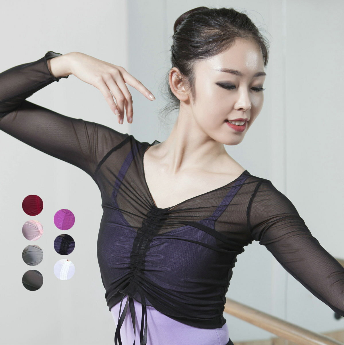 送料無料　バレエトップス ダンス衣装 無地 レディース レッスン着 ダンスウェア カジュアル ステージ衣装 女性用DANCE/練習着 長袖　ブラック レッスン着 バレエ用品　c-wudao-8455-gg