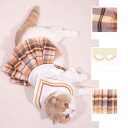送料無料 ペットの服 首輪 猫 ネコ 犬 jk 制服 チェック 撮影道具 おしゃれ 柔らかい コスプレ衣装 面白い 写真 簡単装着 着せ替え コスチューム 猫服...