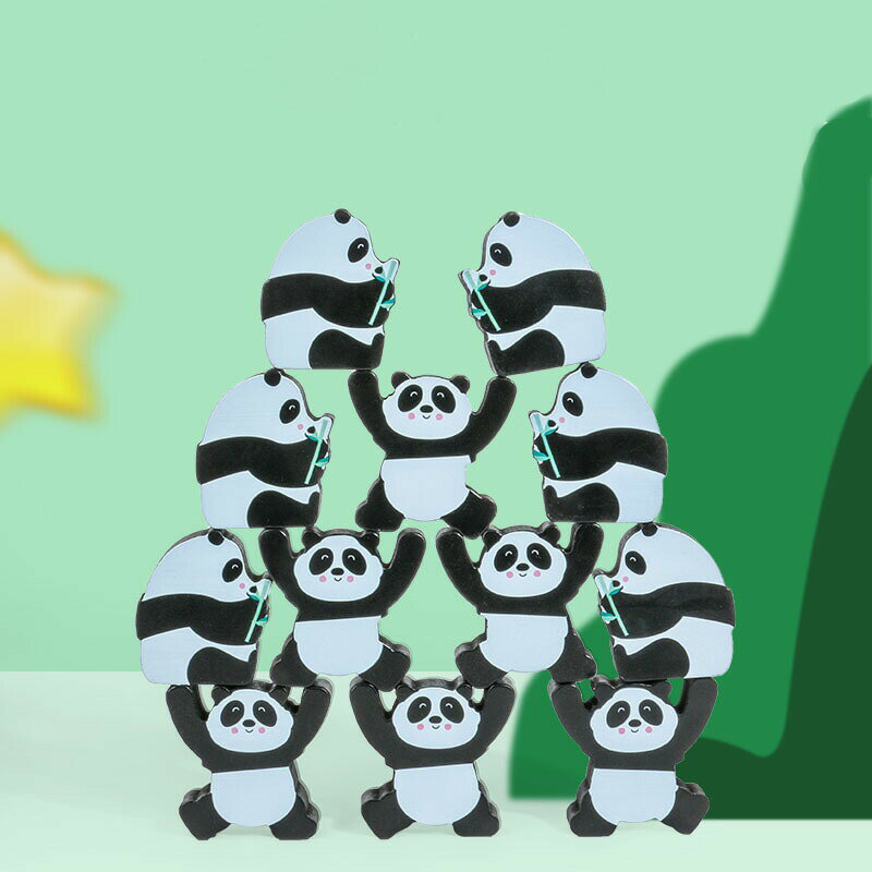 送料無料 積み木 つみき パンダ 赤ちゃん おもちゃ バランスゲーム バランスおもちゃ プレゼント ギフト 知育玩具 木のおもちゃ 玩具 子供　c-wanju-10596-gg