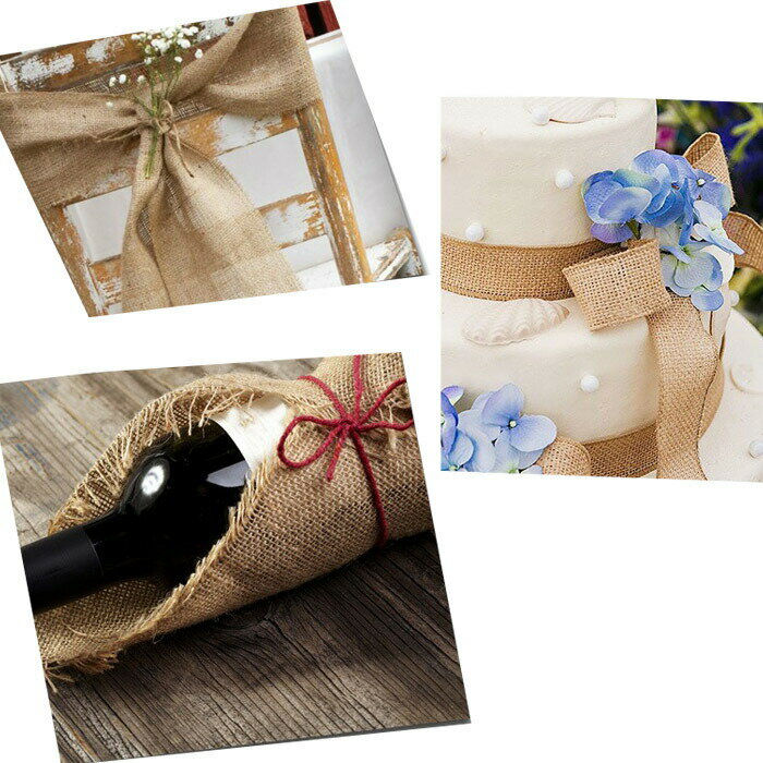 送料無料 長さ5M 幅48cm リボン 麻布 結婚式 装飾 DIY レース クラフト DIY パッキング リボンロール ウェディング小物 無地 黄麻布 手芸用 パーティー リネン リボンロール 雑貨 　c-hunli-10987-gg